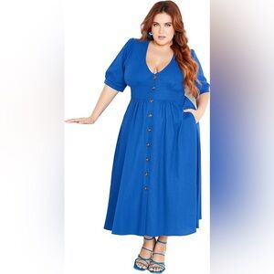 NWT City Chic Sunset Stroll Dress monaco blue size xxl
